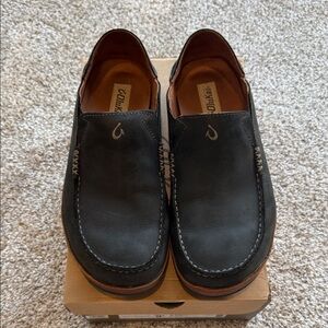 OluKai Men's Dark Leather Loafers
